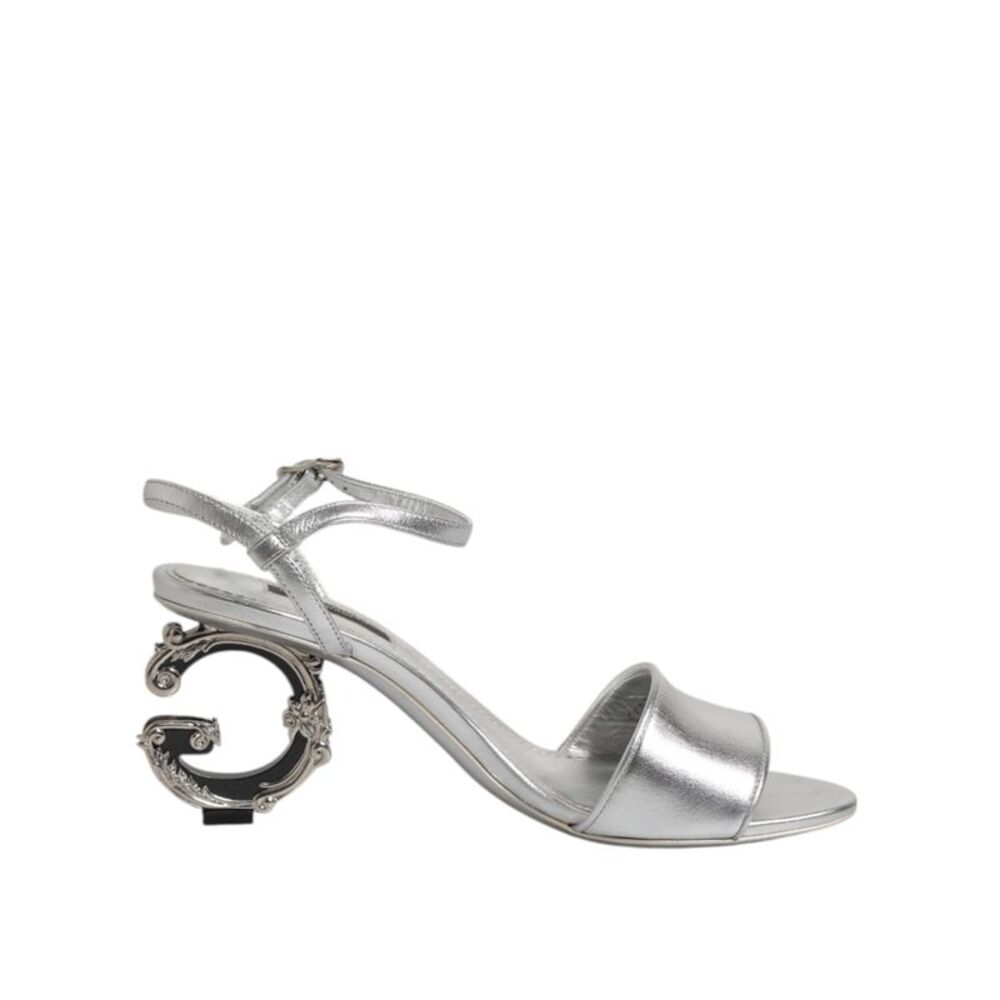 Dolce & Gabbana Silver KEIRA Heels Ankle Strap Sandals Women's Shoes